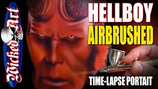 Hellboy Airbrush Painting Time-Lapse | Custom Portrait Fan Art