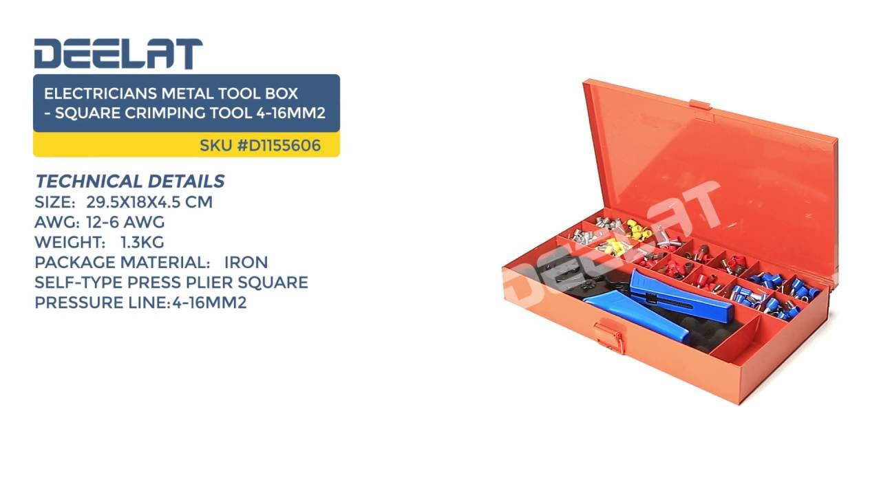 Electricians Metal Tool Box - Square Crimping Tool 4-16mm2