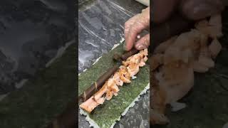 Salmon chocolate sushi roll🙄🤔weird ~yum😘 #foryou #sushi #shorts #salmon