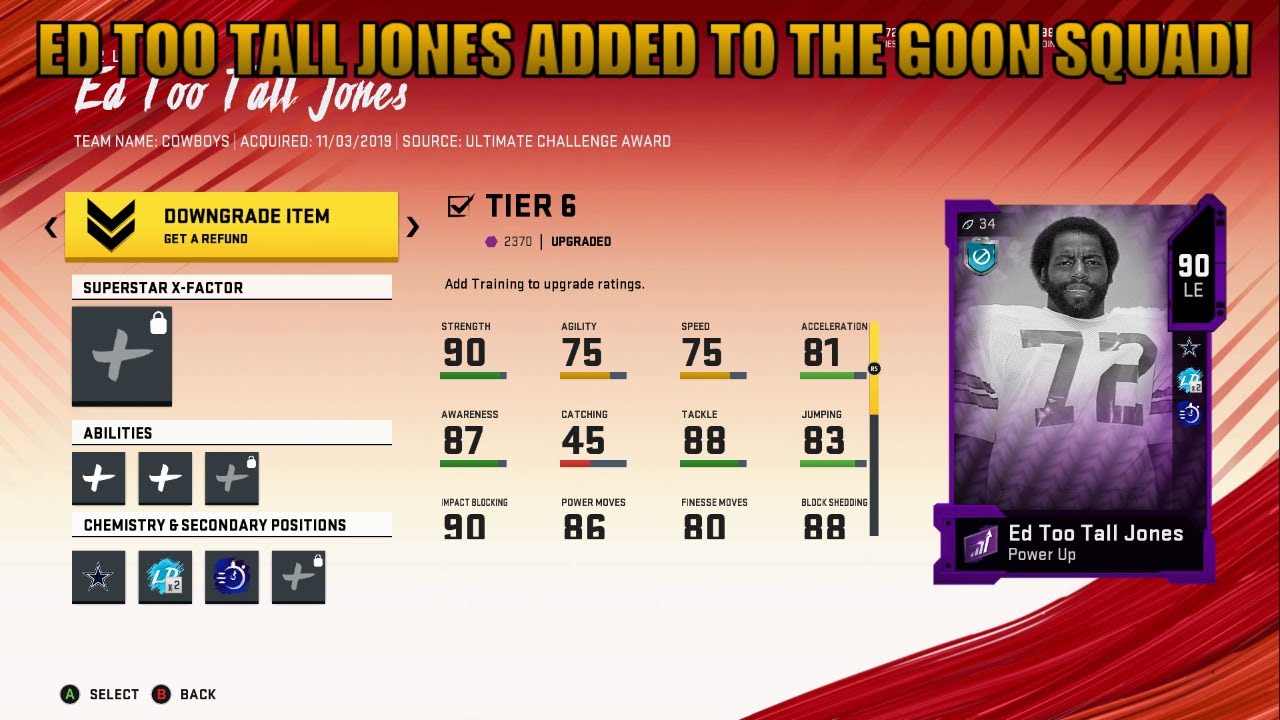 ED TOO TALL JONES ADDED TO THE GOON SQUAD!  MADDEN 20