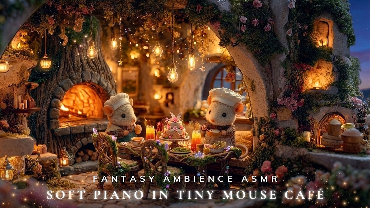 Soft Piano in Tiny Mouse Café 🐭🔥 Fantasy ASMR Ambience for Study, Focus & Relaxing Sleep