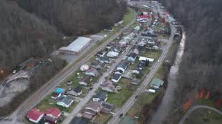 Flying overhead through downtown Logan, WV and up Route 44 part #2