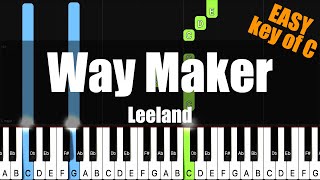 [Synthesia] Leeland - Way Maker (Key of C) - Piano Easy Tutorial