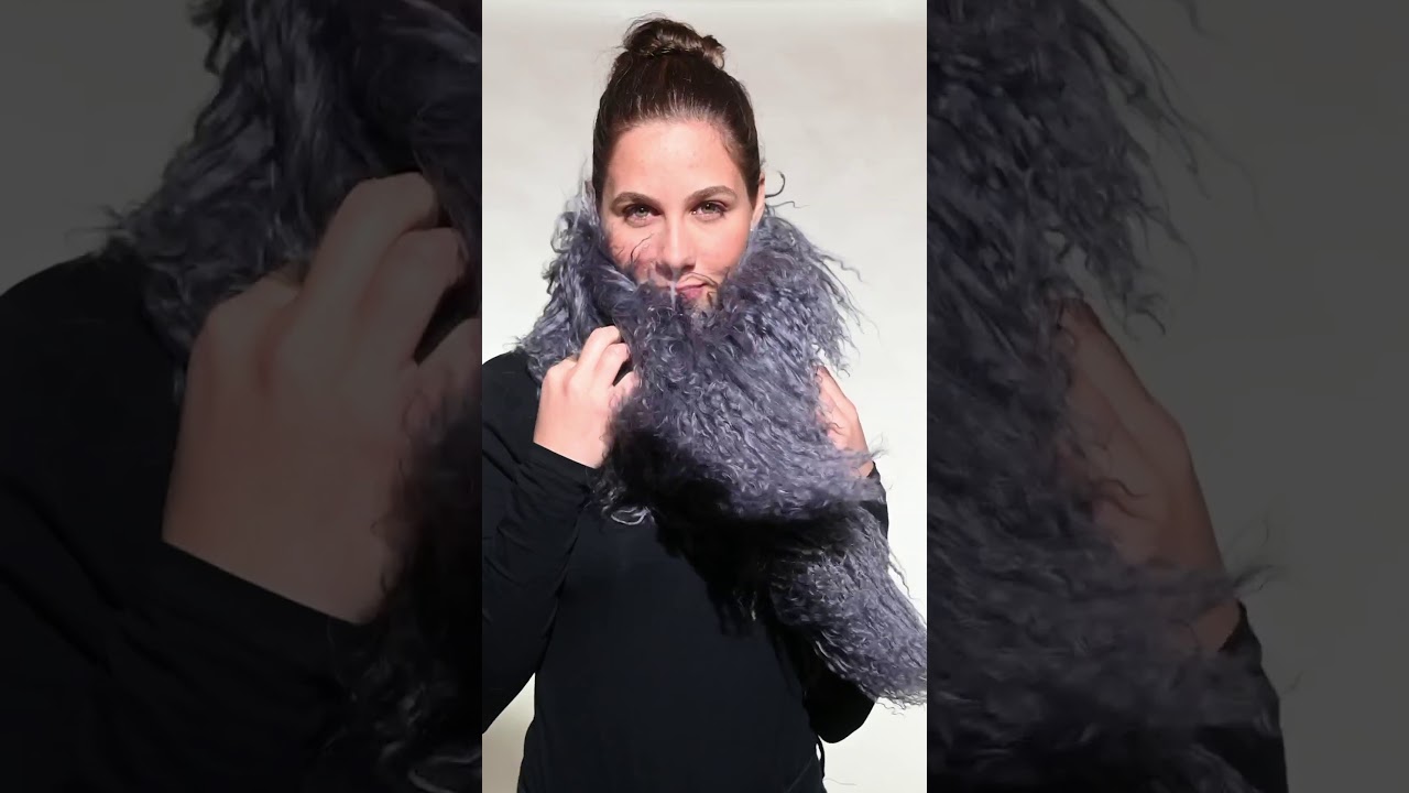 140 cm Tibetlammschal Dunkelgrau von Lammfelldesign