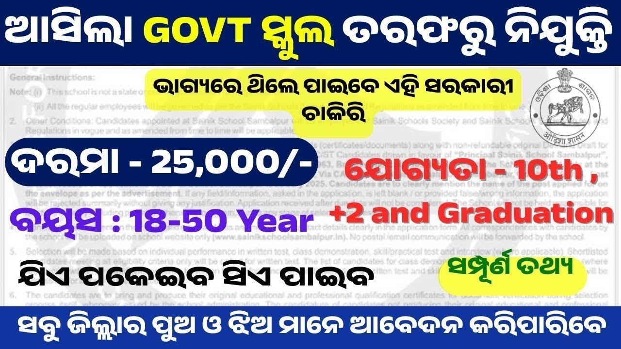 SAINIK SCHOOL New Recruitment 2026 ! Notification Out For 200+ Teaching and Non Teaching Posts