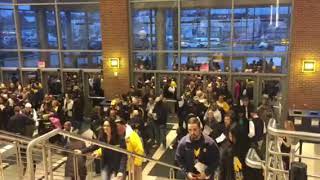 Michigan fans enter the Crisler Center for the national championship game