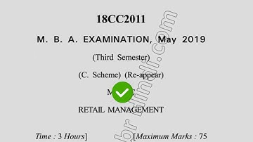 2019 Dcrust MBA 3rd Sem Reappear  Retail  Management Question Paper
