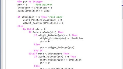 Binary Tree 2. VB.NET procedural code to construct and search a tree