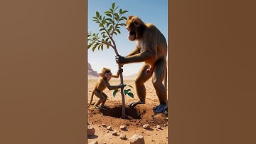 The monkey and its baby plant a mango tree together#ai #shorts #youtubeshort #cartoonstory #monkey