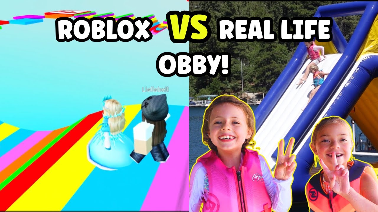 Roblox Obby vs REAL LIFE Obby at the Lake House!  (Who Wins?!)