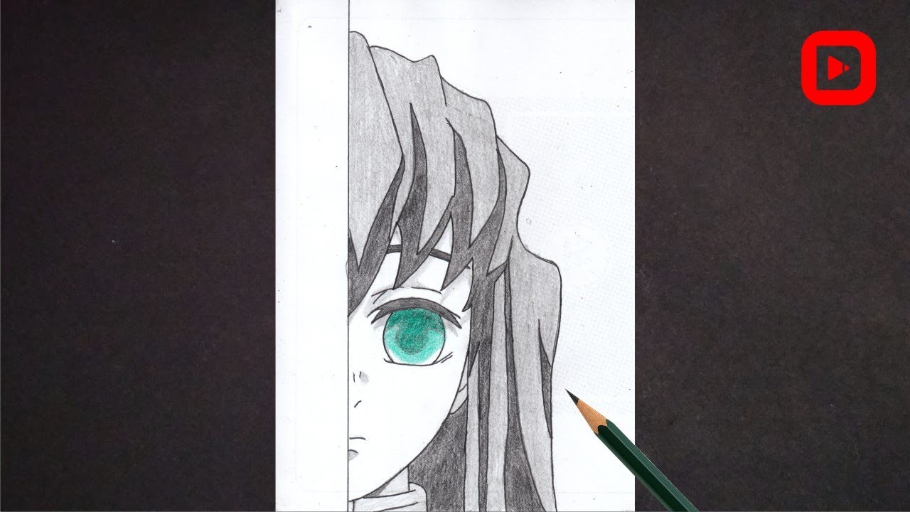 How to draw Muichiro Half Face || Demon Slayer || Easy anime drawing ...