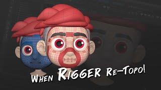 When Rigger Re-Topo !! (Head Retopology Time-lapse)