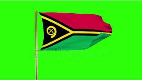 Vanuatu flag waving in the wind. Green screen, alpha matte. Loopable animation Stock video by