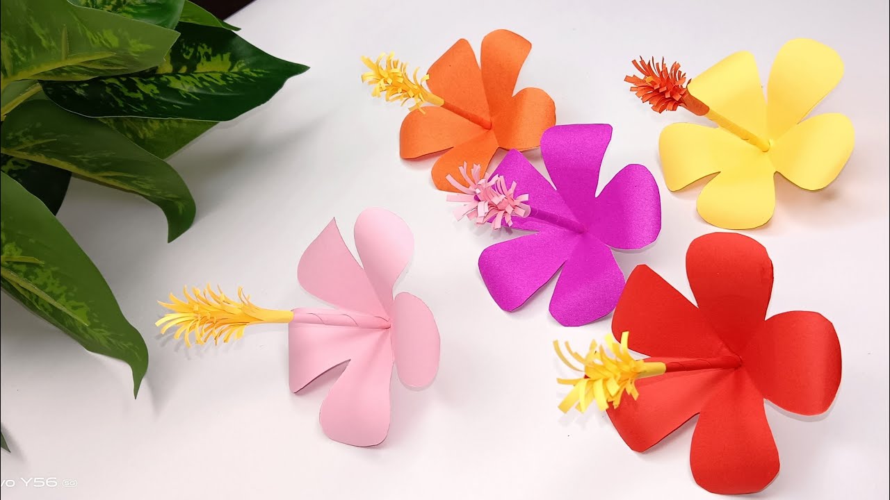 How To Make Hibiscus Paper Flower Origami Flower Making Step by step