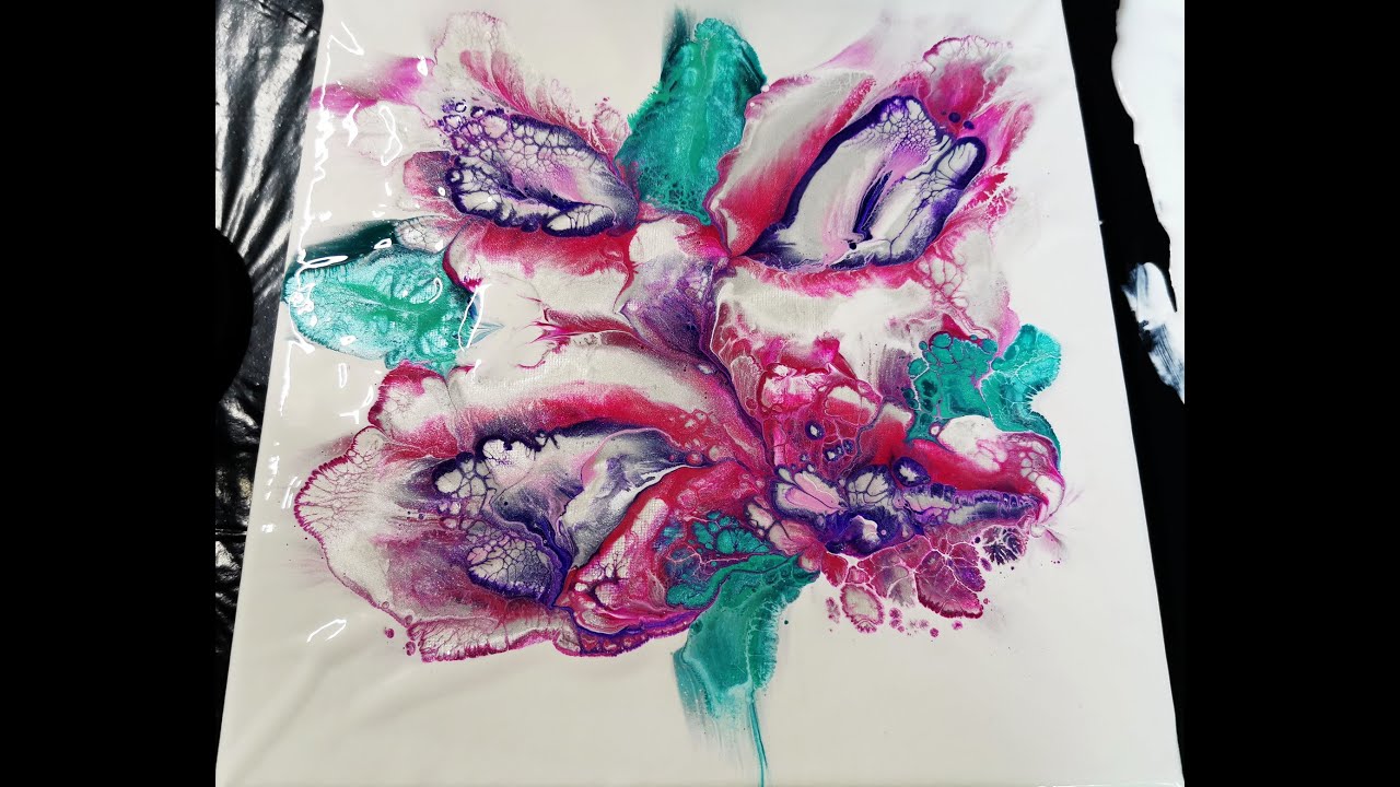 (131) Experiment with different paint layering / Acrylic flower dip