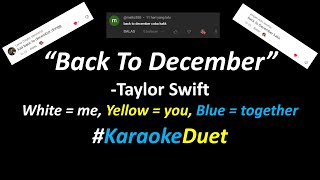 Taylor Swift  Back To December karaoke Duet Version  Sing With Me