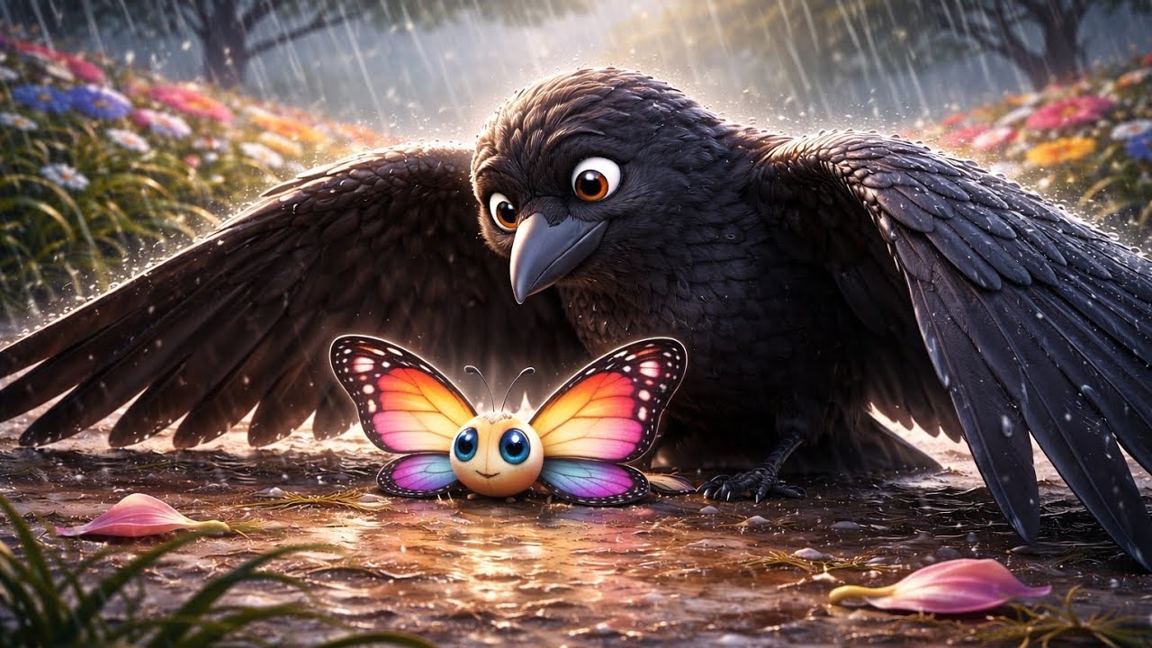 காகமும் பட்டாம்பூச்சியும், The crow and the butterfly 