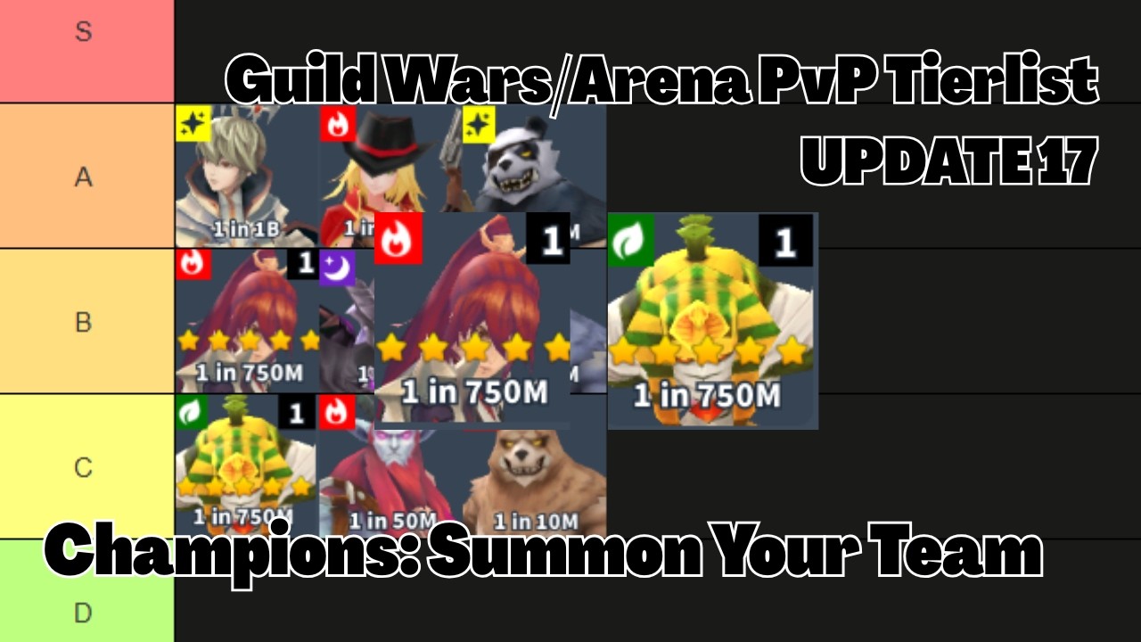 Рейтинг чемпионов для PvP-режима Гильдий/Арены (ОБНОВЛЕНИЕ 17): Призовите свою команду в Roblox