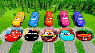 Mega Pixar Cars Pit Transform Lightning McQueen Into Zombie Mcqueen! BeamNG.Drive Battle!