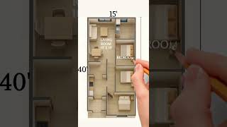 15x40 House Plan | 600 Sqft | 3BHK Maruti House Design