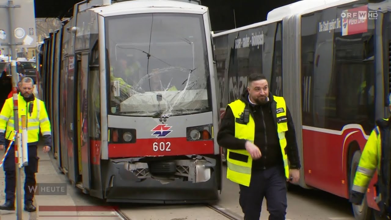 Mehrere Verletzte bei Straßenbahnunfall - Auffahrunfall der Linie 25 in Floridsdorf
