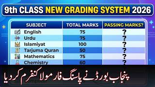 9th Class Passing Marks 2026 | Grading System New Passing Marks Formula