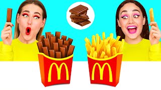 Челлендж. Шоколадная Еда vs Настоящая еда | Съедобная Битва от KaZaZa Challenge