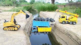 Accident Double Tata Tipper Pulling Out Jcb And Crane Truck ? Cartoon Jcb | Dumper Tipper | Cs Toy