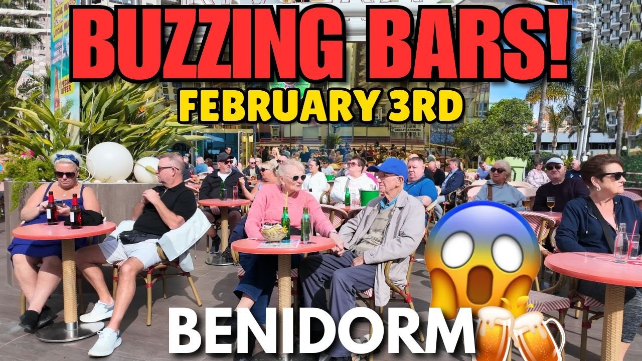 Benidorm - Busy Pubs, Bars & Levante Beach! 😱🏖️┃Great February Weather!