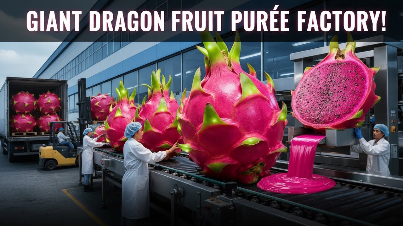 Inside a Dragon Fruit Factory How Purée is Made (Full Process) 