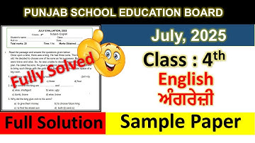class 4th english bimonthly exam full solution 2025 | pseb 4th class english paper july 2025 solved