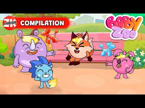 Playing with Balloon Animals at the Park! 🎈 Baby Zoo 🎶 Nursery Songs & Rhymes | ZK Junior