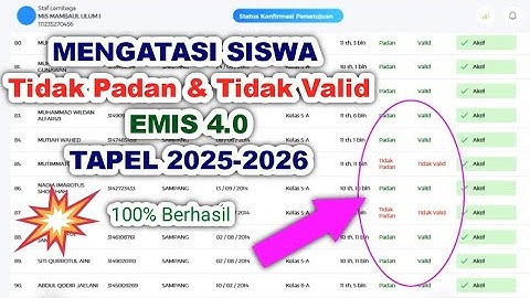 Cara memperbaiki status siswa tidak padan dan tidak Valid di Emis 4.0 