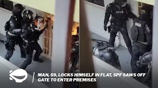 Man, 59, locks himself in flat, SPF saws off gate to enter premises by Mothership 7,770 views 13 days ago 1 minute, 7 seconds