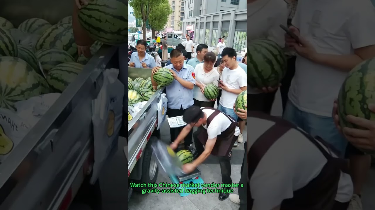 1-Seconds Watermelon Bagging Hack for Street Vendors!