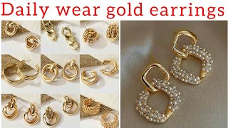 Daily wear gold earrings designs light weight/ earrings ke designs viral