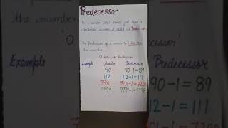 Class 3|| Mathematics|| Successor and Predecessor
