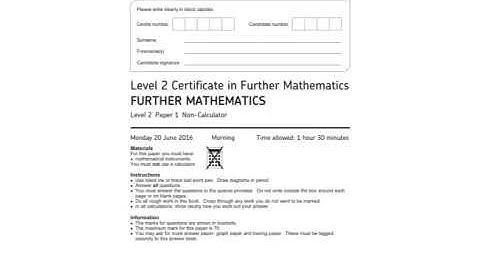 AQA Further Maths GCSE 2016 Paper 1 - Title
