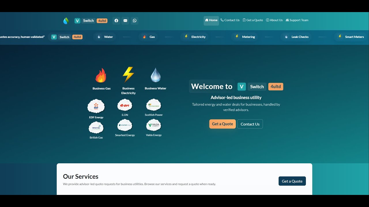 Professional Business Website | VSwitch4U (HTML, CSS, PHP, Responsive Design)