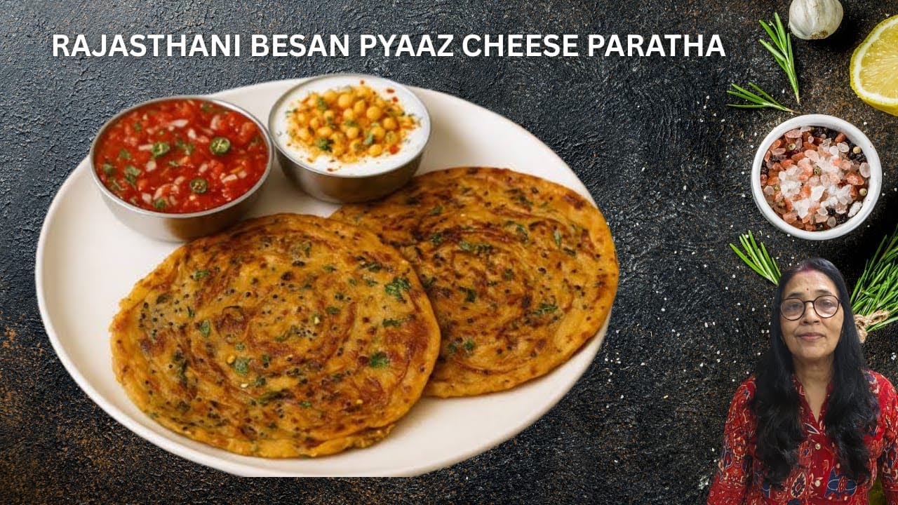 Rajasthani Besan pyaaz cheese paratha Iss tarah se banayega toh sab mang mang ke khayenge ☺️
