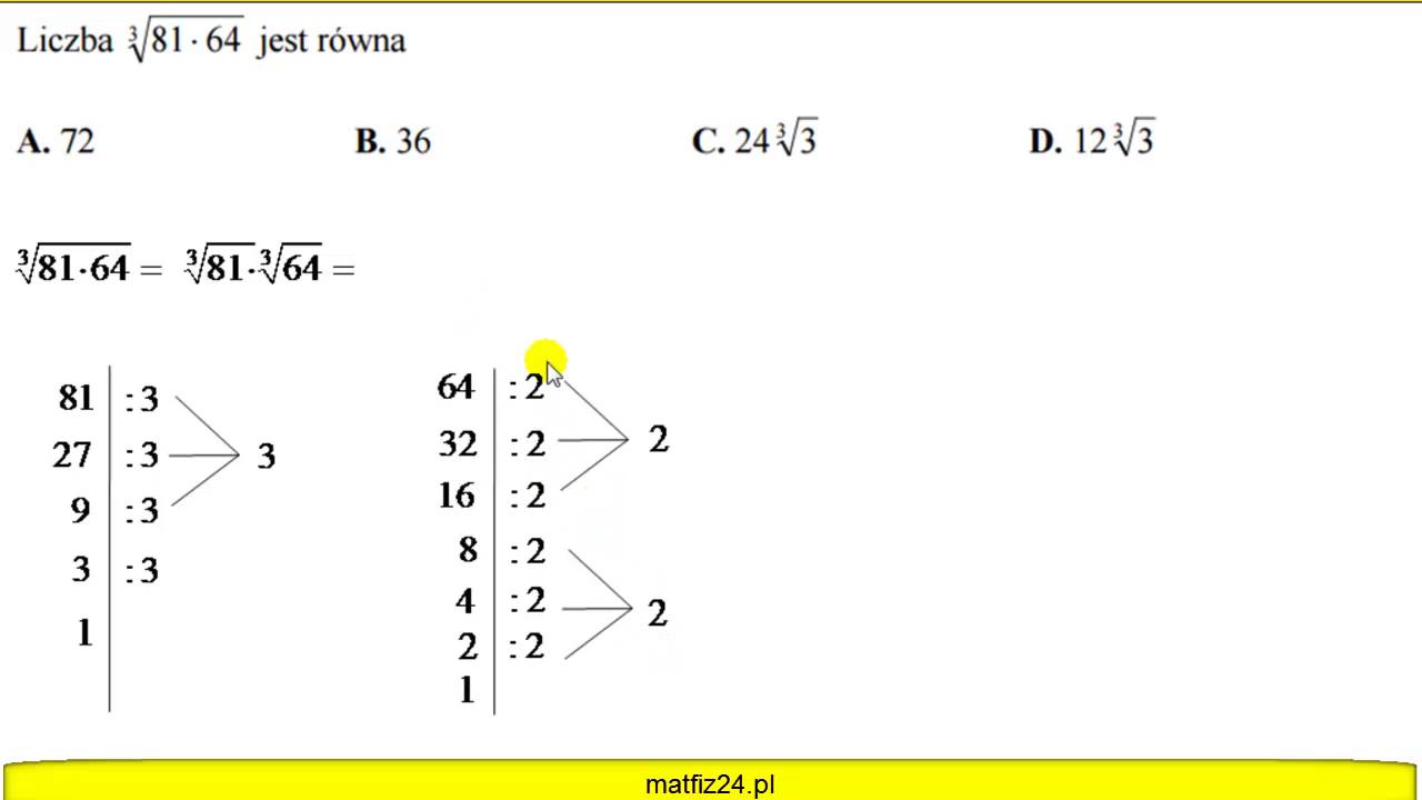 Zadanie 5. Egzamin gimnazjalny 2016 z matematyki. Pierwiastki. MATFIZ24
