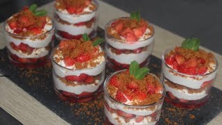 Tiramisu fraises spéculoos sans oeufs