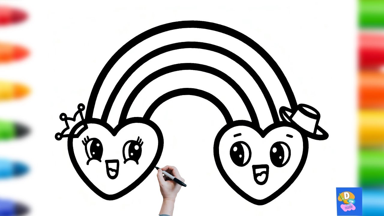 Easy RAINBOW Drawing for Kids to Create Cute Hearts?