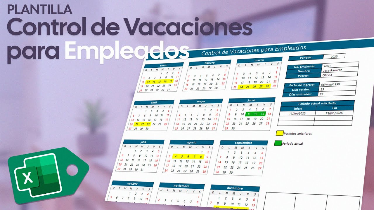 ✅ Plantilla Excel para Control de Vacaciones de Empleados | 100% Automática y Editable