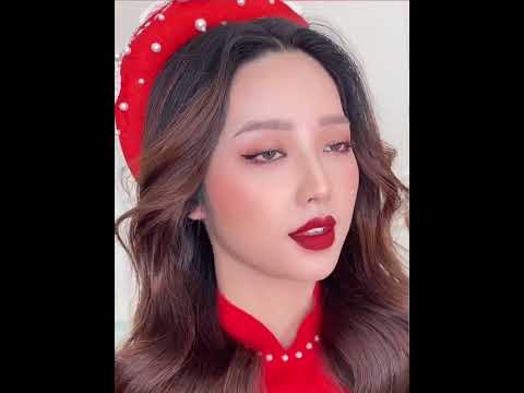 Video Trang điểm và làm tóc cô dâu mặc áo dài đỏ... - youtube