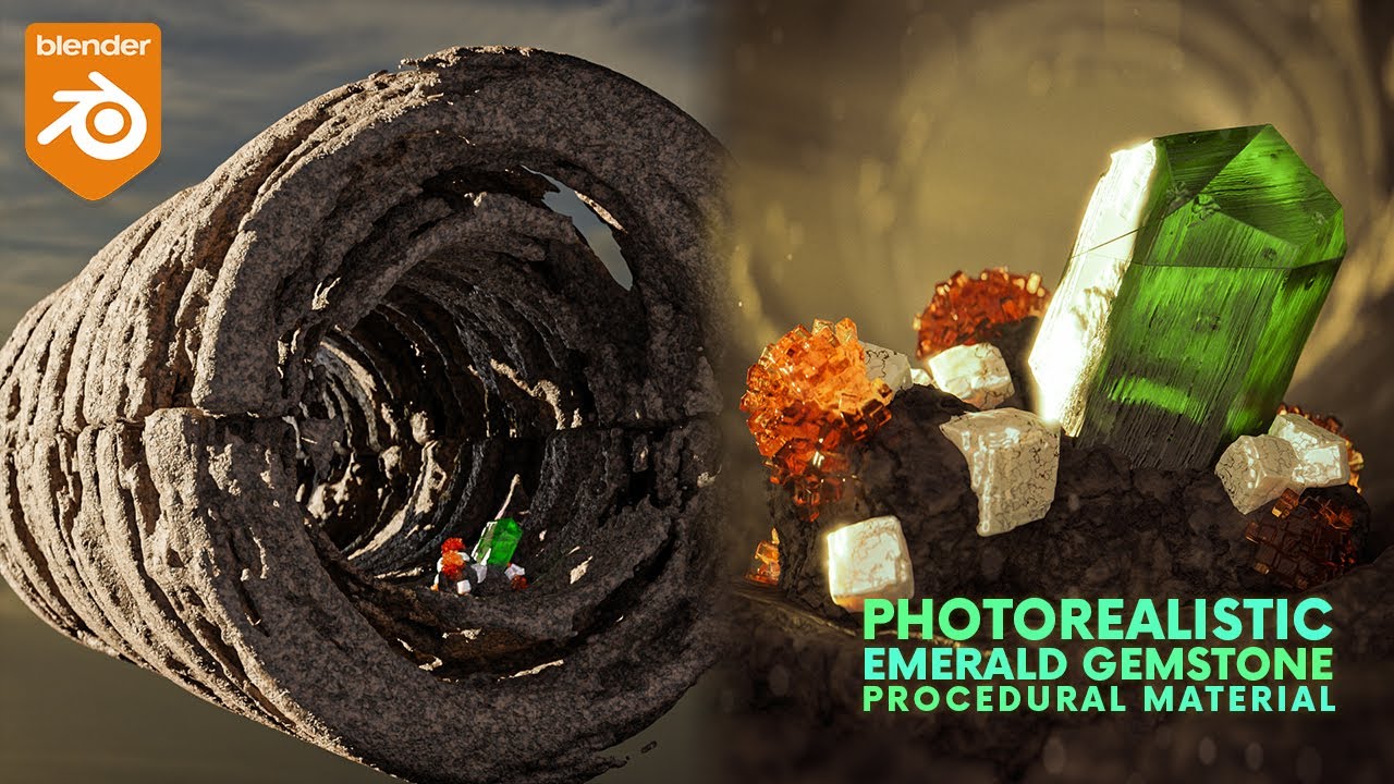 Photorealistic Emerald Gemstone Procedural Material in Blender Part 2