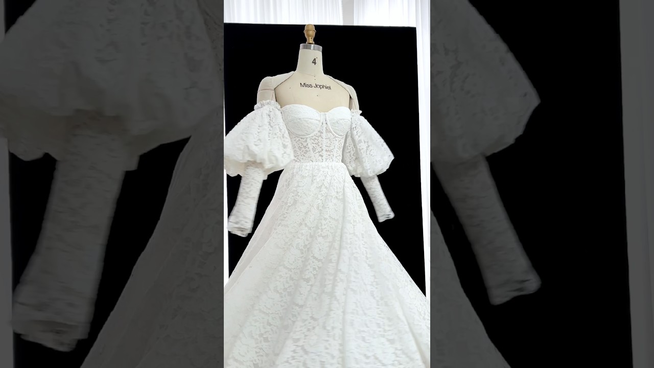 Corset off the shoulder puffy sleeves midi lace dress 