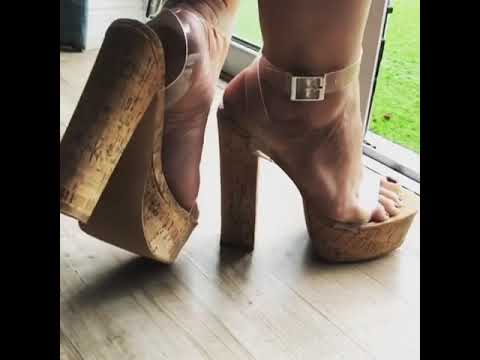 Cork heels close-up