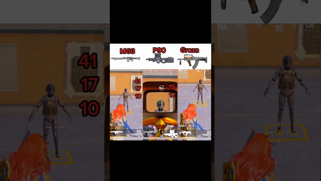 MG3 vs P90 vs GROZA damage 😱