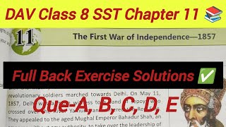 DAV Class 8 SST Chapter 11 📚 | The First War of Independence 1857 🇮🇳 | Full Back Exercise 